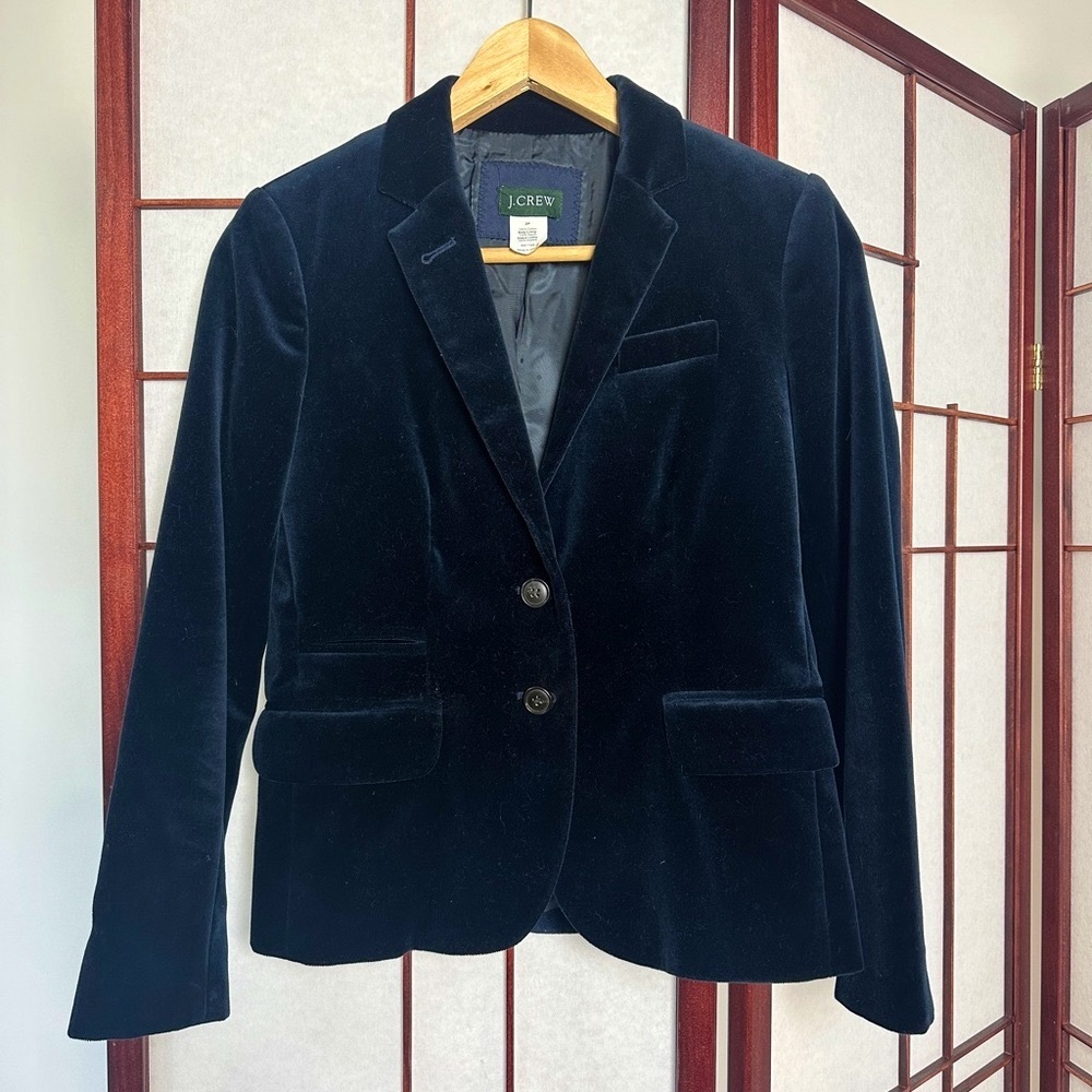 J Crew Blue Velvet Blazer Jacket